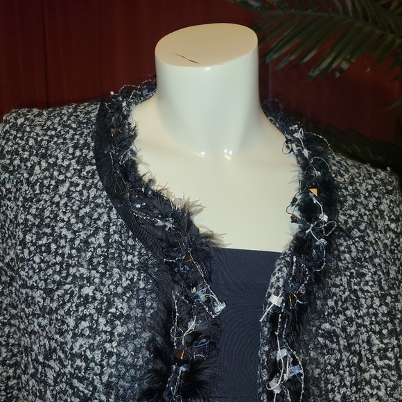 Karen Kane First Frost Cropped Boucle Tweed Jacket Women's Size Medium NWT - Picture 4 of 10